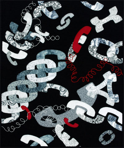 Image of quilt titled “Telephone Lines” by Barbara Fox